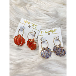 Pumpkin Charm Hoop Earrings | HJ-05
