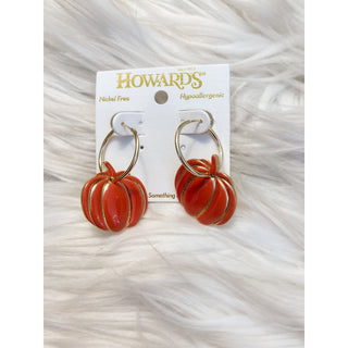 Pumpkin Charm Hoop Earrings | HJ-05