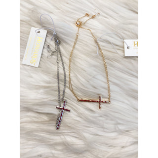 Dainty Two-Row Cross Bolo Bracelet | HJ-07