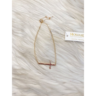 Dainty Two-Row Cross Bolo Bracelet | HJ-07
