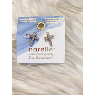 Narelle Waterproof Pavé Cross Stud Earrings | HJ-06