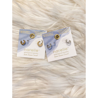 Narelle Waterproof Pavé Huggie Hoop Earrings | HJ-09
