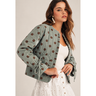 Sage & Mocha Dot Ruffle Jacket LL-09