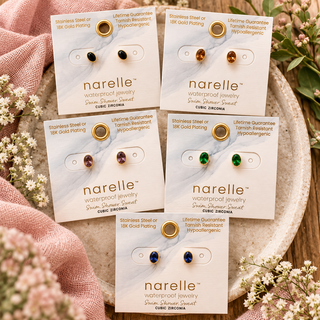 Narelle Waterproof Oval Cubic Zirconia Stud Earrings