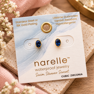 Narelle Waterproof Oval Cubic Zirconia Stud Earrings