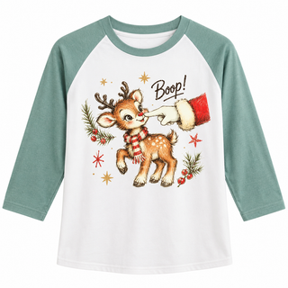 Reindeer “Boop” Christmas Baseball Tee | KT-421