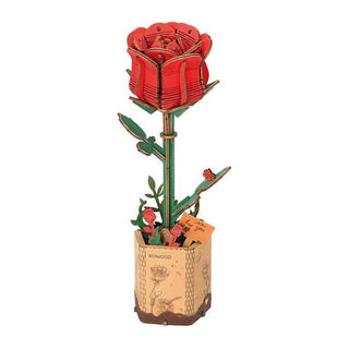 Red Rose Robotime Rowood DIY Wooden Flower 3D Puzzles