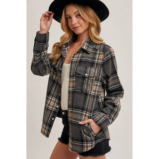 Plaid Button-Down Shacket | BI-34