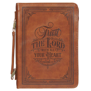 Bible Cover | Classic Brown | Proverbs 3:5 | Trust in the Lord with all your Heart