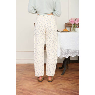 High-Rise Floral Straight Leg Denim Jeans BP-01