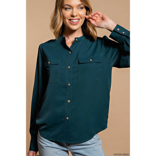 Elegant Silky Shirt Button-Up KR-06