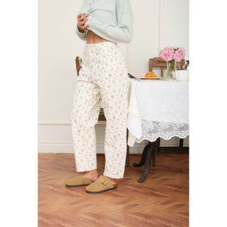 High-Rise Floral Straight Leg Denim Jeans BP-01