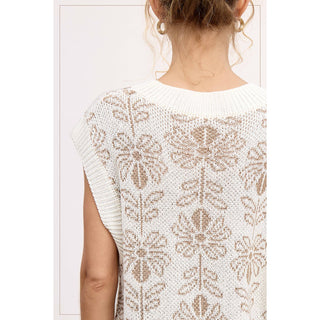 Sleeveless Sweater Vest Top | Floral Pattern | La Miel | LM-26