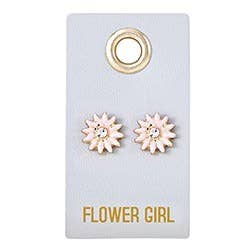 Flower Girl Leather Tag Earrings
