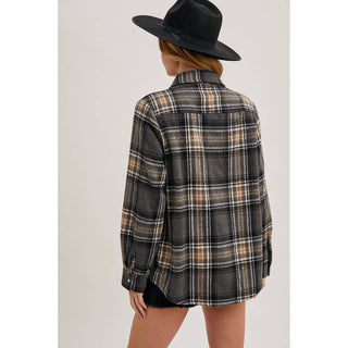 Plaid Button-Down Shacket | BI-34