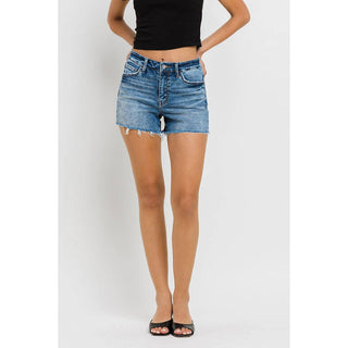 High Rise Raw Hem Denim Shorts FM-13