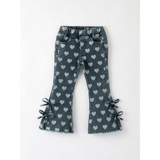 Heart Pattern Denim Bell Bottom Pants for Kids RF-01