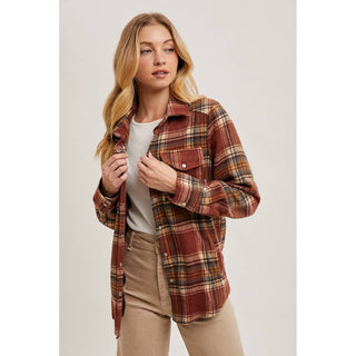 Plaid Button-Down Shacket | BI-34