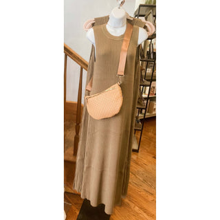 Olive Ribbed Sleeveless Sweater Dress OR-01