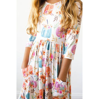 Harvest Blooms Twirl Dress | 3/4 Sleeve | Pockets | Mila & Rose | MR-37