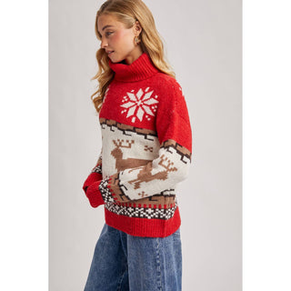 Nordic Reindeer Turtleneck Sweater | BI-32