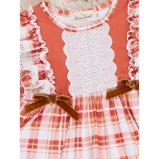 Harvest Plaid Lace Ruffle Dress MN-02