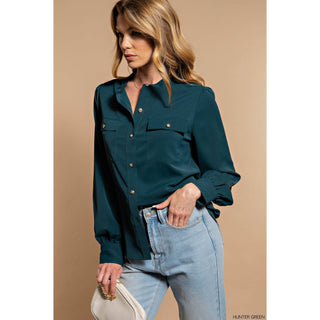 Elegant Silky Shirt Button-Up KR-06