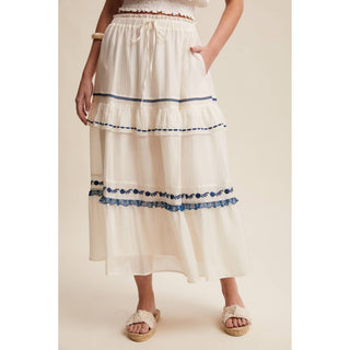 Embroidered Boho Tiered Maxi Skirt | LI-13