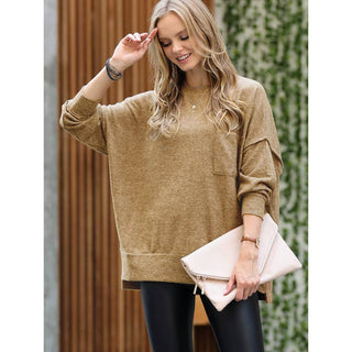Brushed Melange Drop Shoulder Oversized Sweater ZN-81