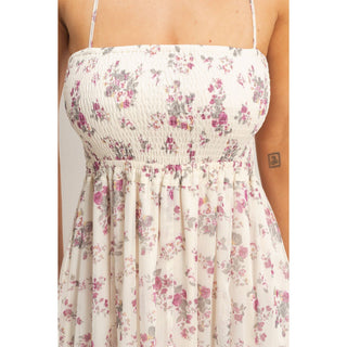 Smocked Floral Maxi Dress | HY-11