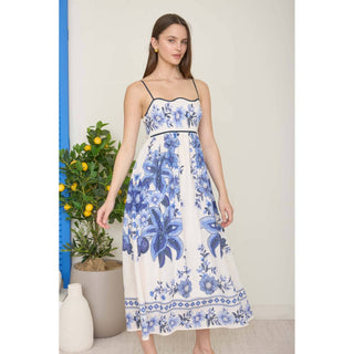 Spaghetti Strap Midi Dress | Positano Floral | BP-51