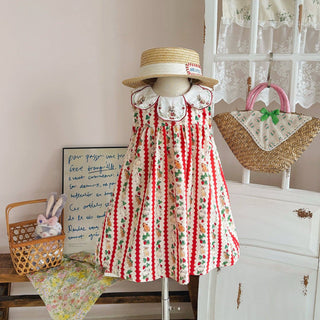 Easter Floral And Rabbit Embroidered Girls Dress RF-02