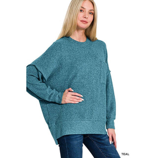 Brushed Melange Drop Shoulder Oversized Sweater ZN-81