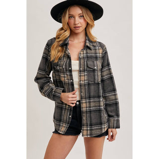 Plaid Button-Down Shacket | BI-34