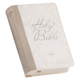 KJV Bible Mini Pocket | Faux Leather | White & Taupe | CG-02