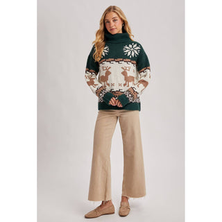 Nordic Reindeer Turtleneck Sweater | BI-32