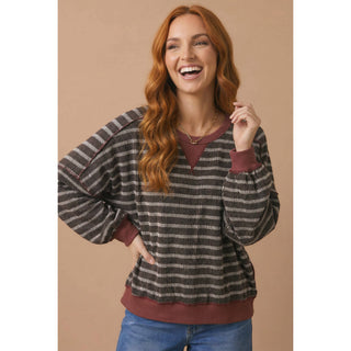 Stripe Oversized Fit Knit Sweatshirt | HA-02