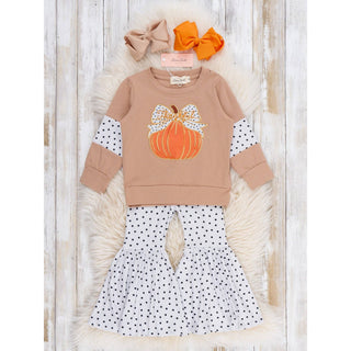 Polka Dots & Pumpkins Embroidered Bell Bottom Outfit MN-07