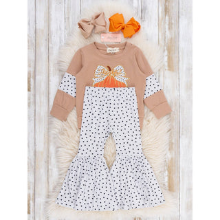 Polka Dots & Pumpkins Embroidered Bell Bottom Outfit MN-07