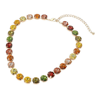 Round Faceted Stone Cluster Link Evening Necklace