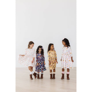 Midnight Rainbow Twirl Dress |  3/4 Sleeve | Pockets | Mila & Rose