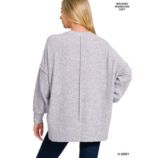 Brushed Melange Drop Shoulder Oversized Sweater ZN-81