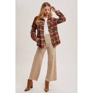 Plaid Button-Down Shacket | BI-34