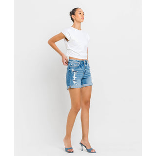 High Rise Double Cuff Shorts FM-15