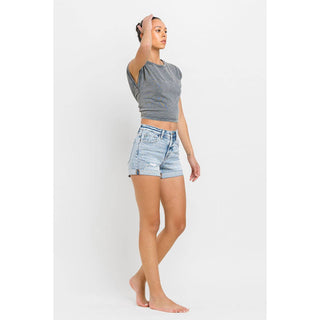 High Rise Single Cuff Denim Shorts FM-12