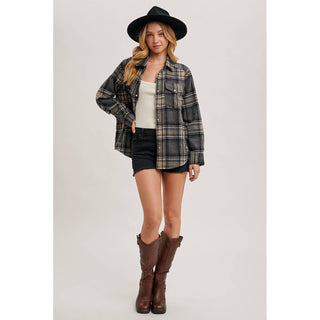 Plaid Button-Down Shacket | BI-34