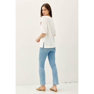 Easy Days Slub Knit Short Sleeve Sweater | BC-30