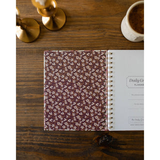 Daily Grace Planner - Burgundy Blooms Spiral (Undated)