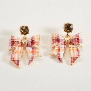 Madeline Plaid Bow Drop Earrings SC-11