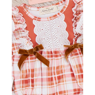 Harvest Plaid Lace Ruffle Bubble Romper MN-01